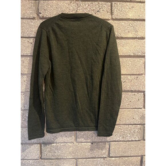 Dark Green Long-Sleeve Knit Pullover Sweater By 01.Algo Size M 100% Merino Wool - Picture 7 of 8